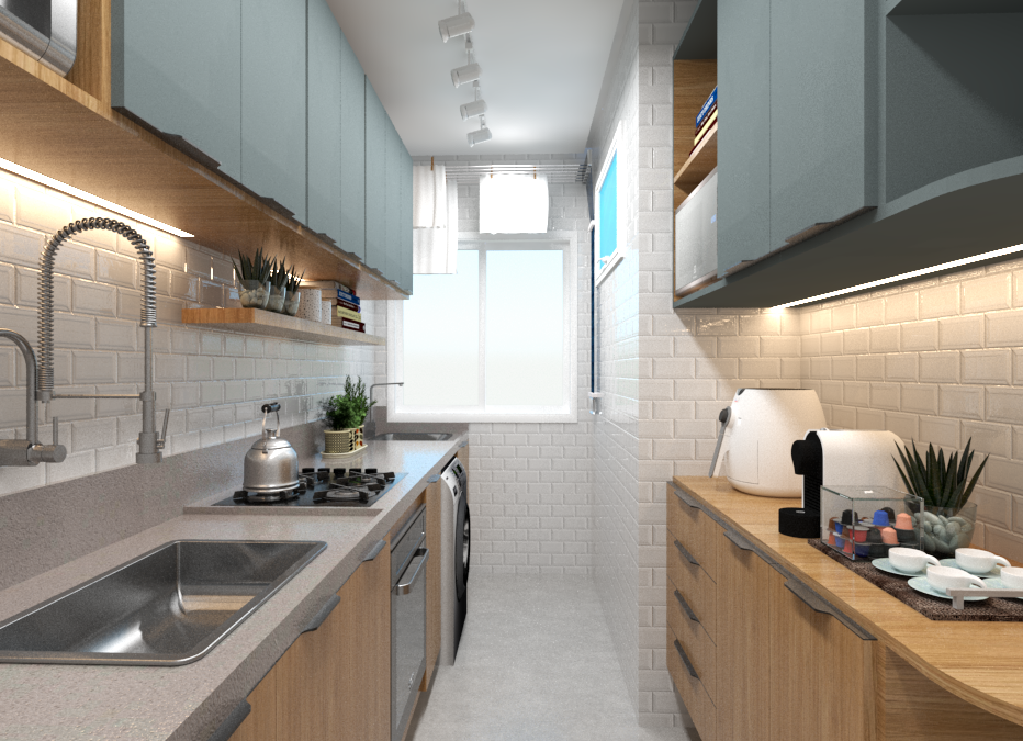Cozinha compacta projetada pela CocriARQ